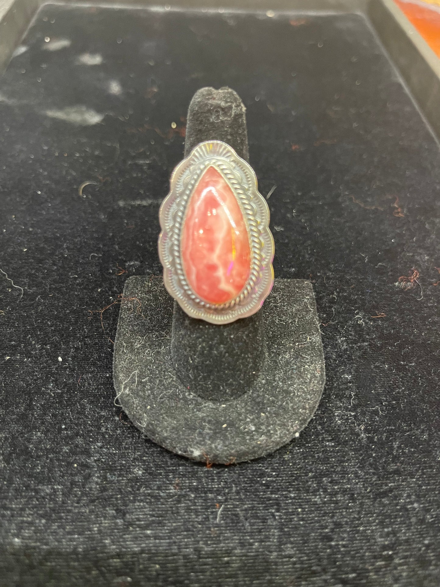 8.0 Rhodochrosite Tear Drop Ring