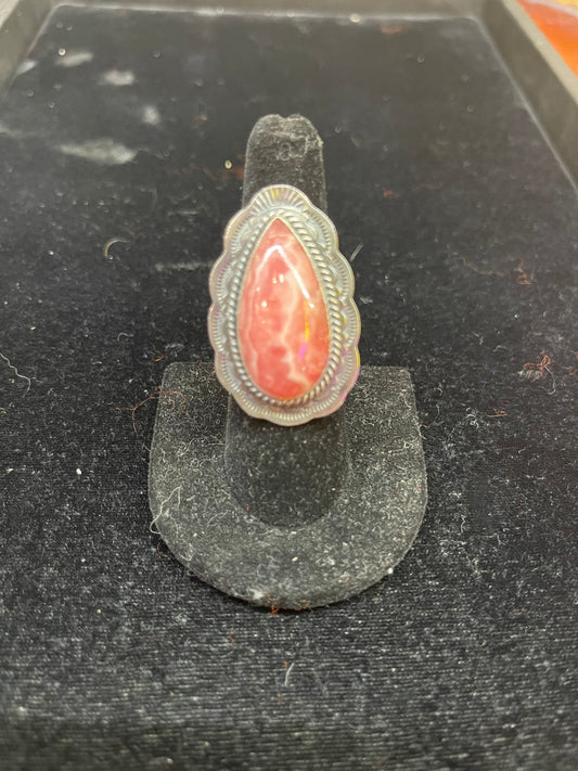 8.0 Rhodochrosite Tear Drop Ring