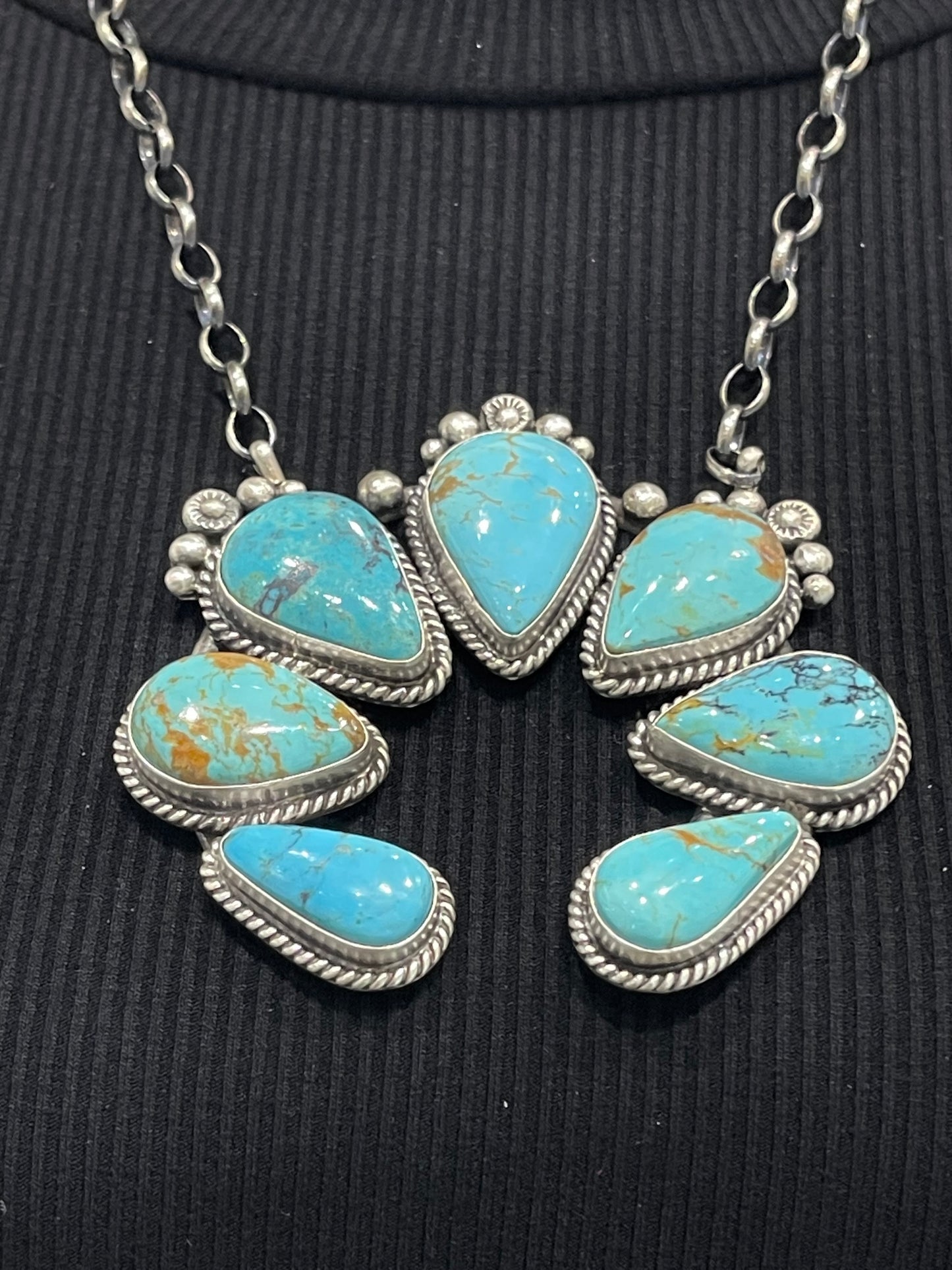 20" Kingman Turquoise Naja Necklace by Elouise Kee, Navajo