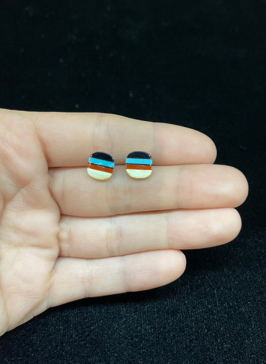 Multi-Stone Zuni Inlay Stud Earrings