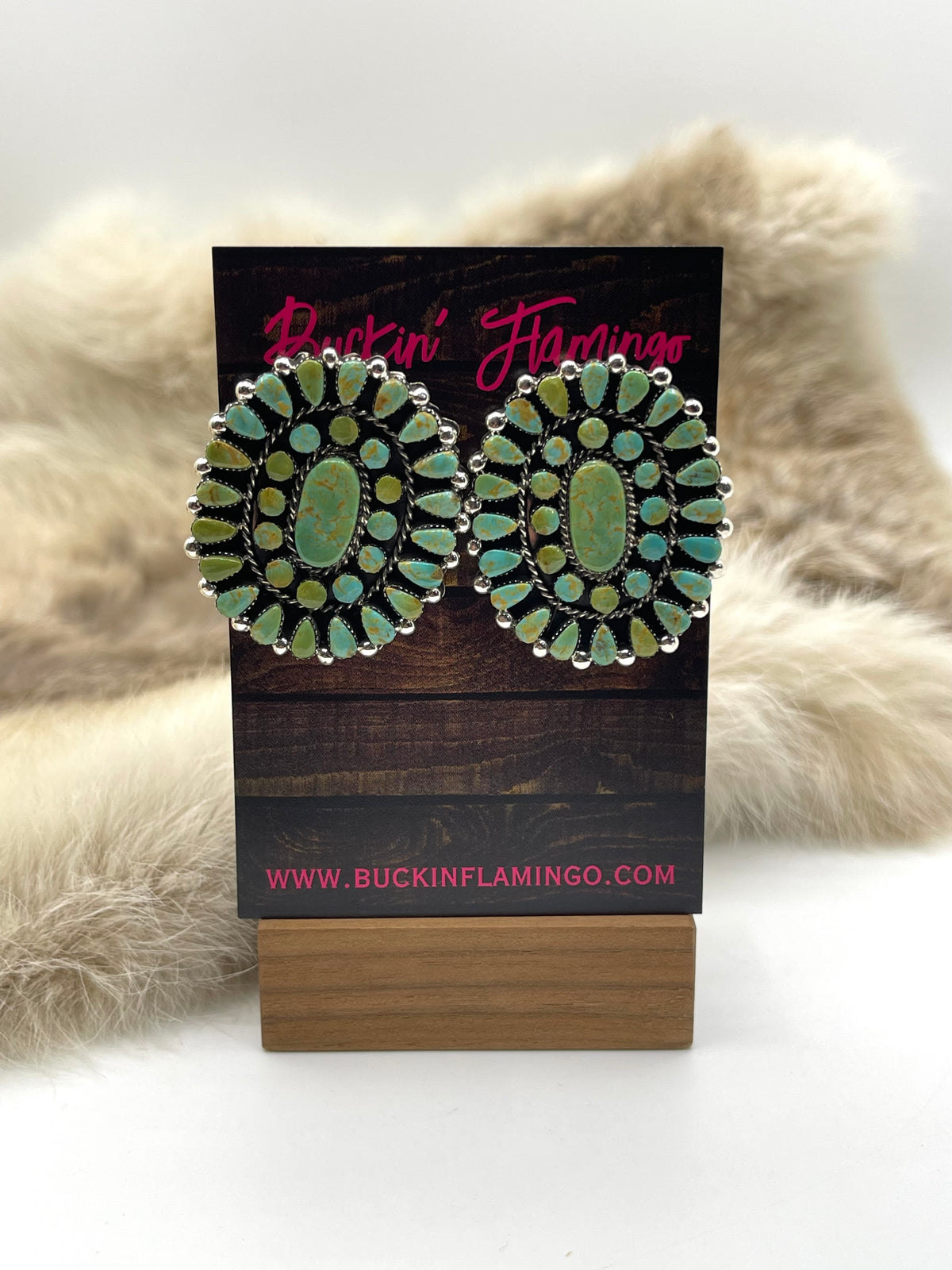 Turquoise Cluster Earrings by Charlene Yazzie, Navajo