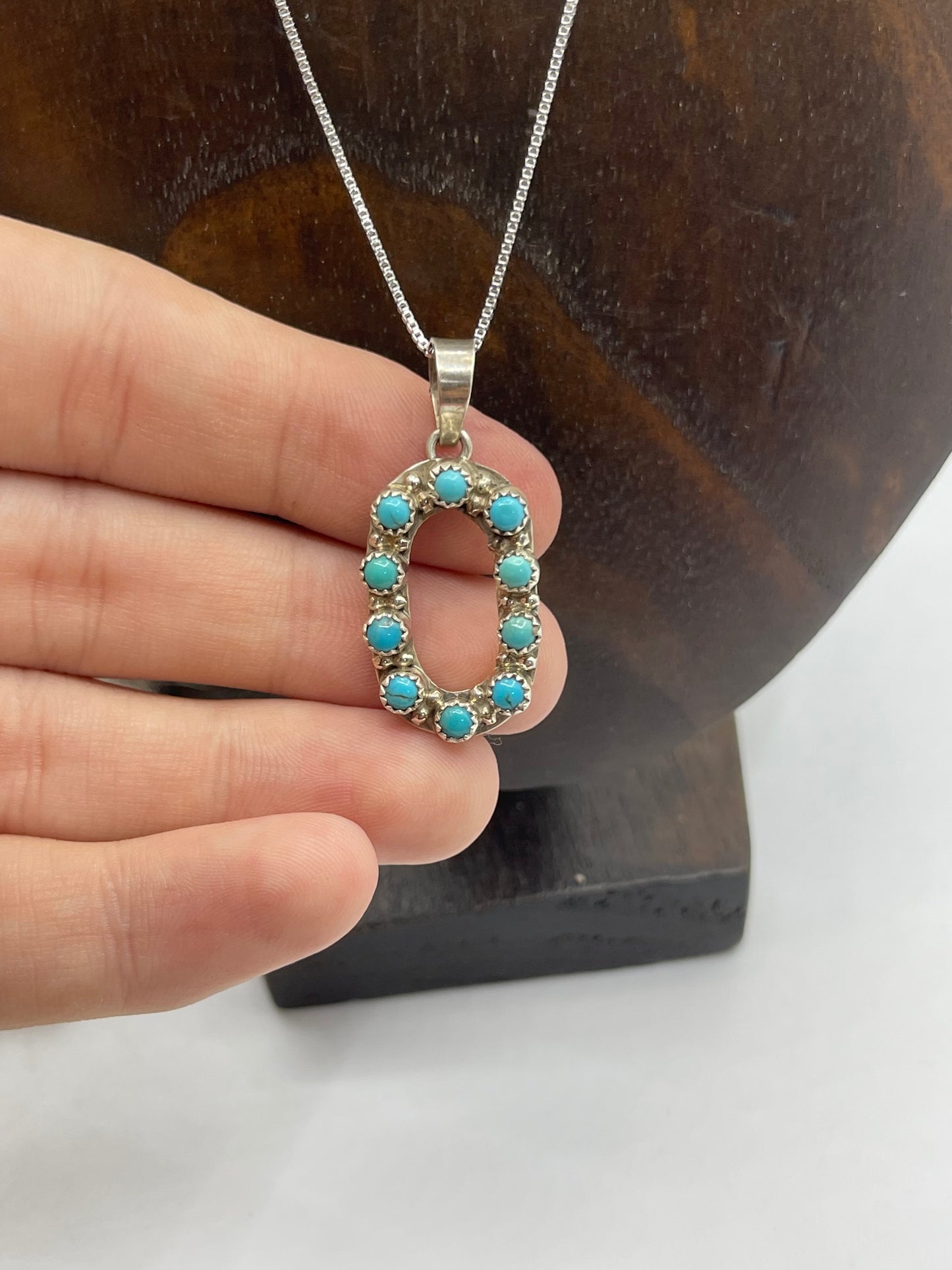 18" Turquoise Letter "o" Necklace by Scott Skeets, Navajo
