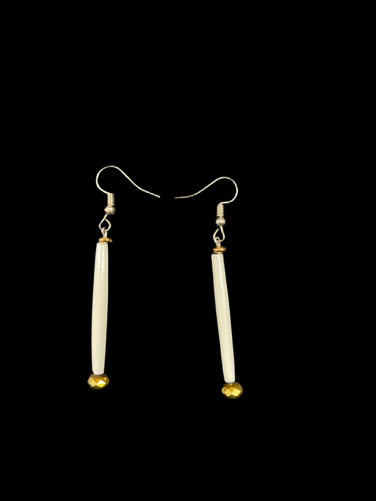 Bone with Plastic Beads on Hook Earrings