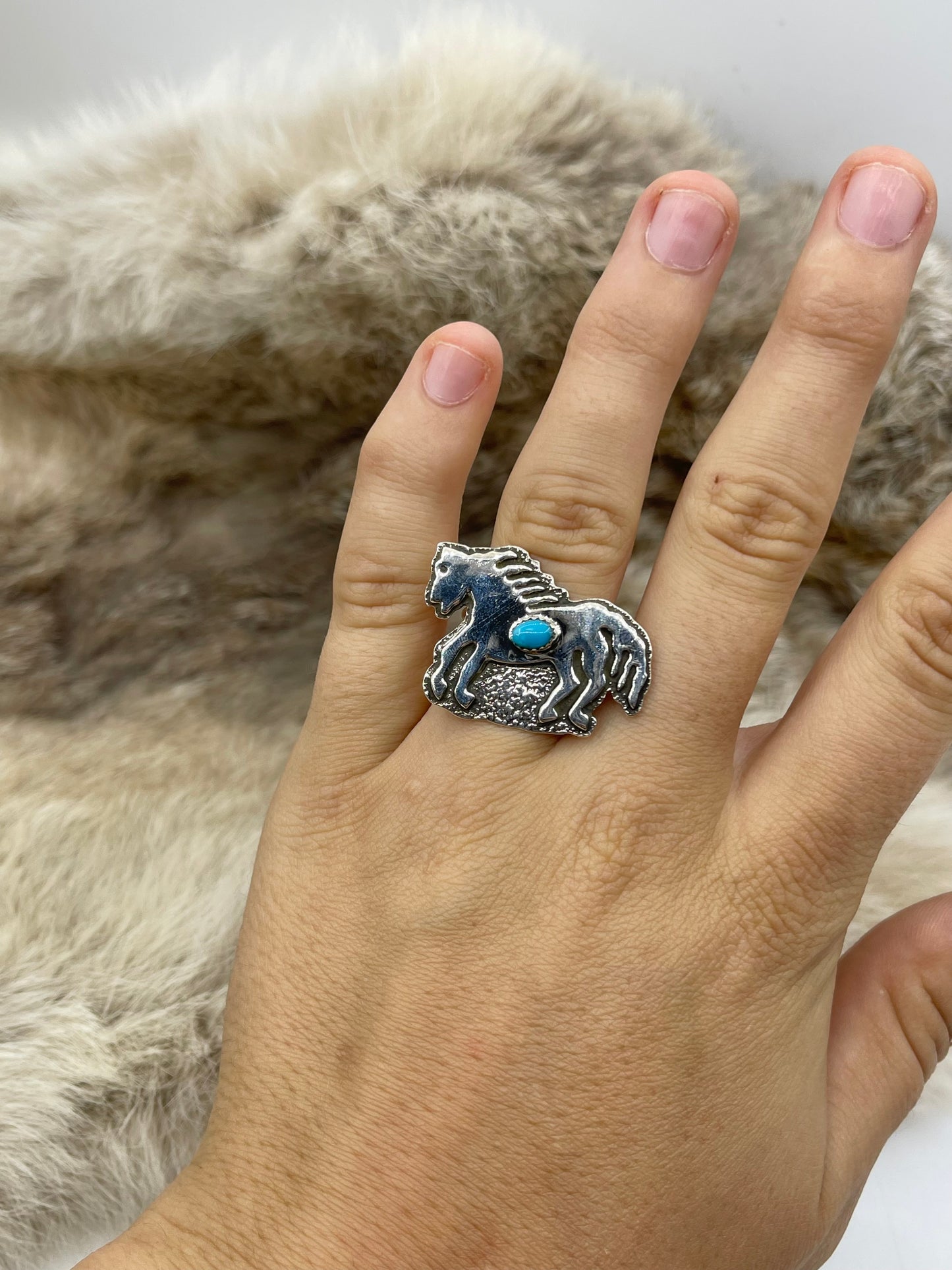 3 Piece Horse Set with Sleeping Beauty Turquoise by Marie Jackson, Navajo