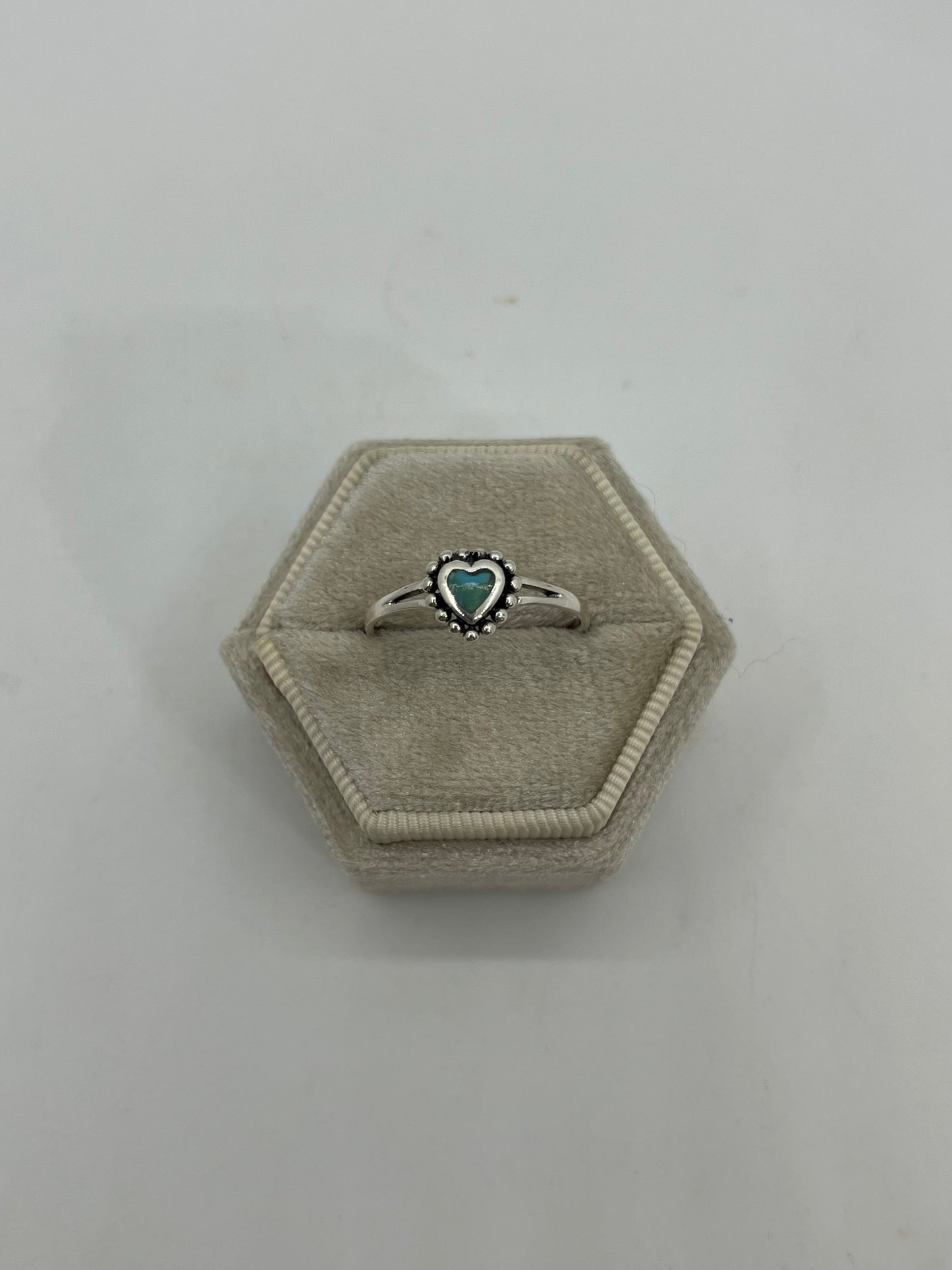 9.0 Tiny Turquoise Heart Ring
