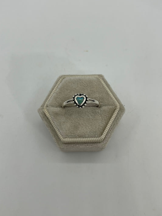 9.0 Tiny Turquoise Heart Ring