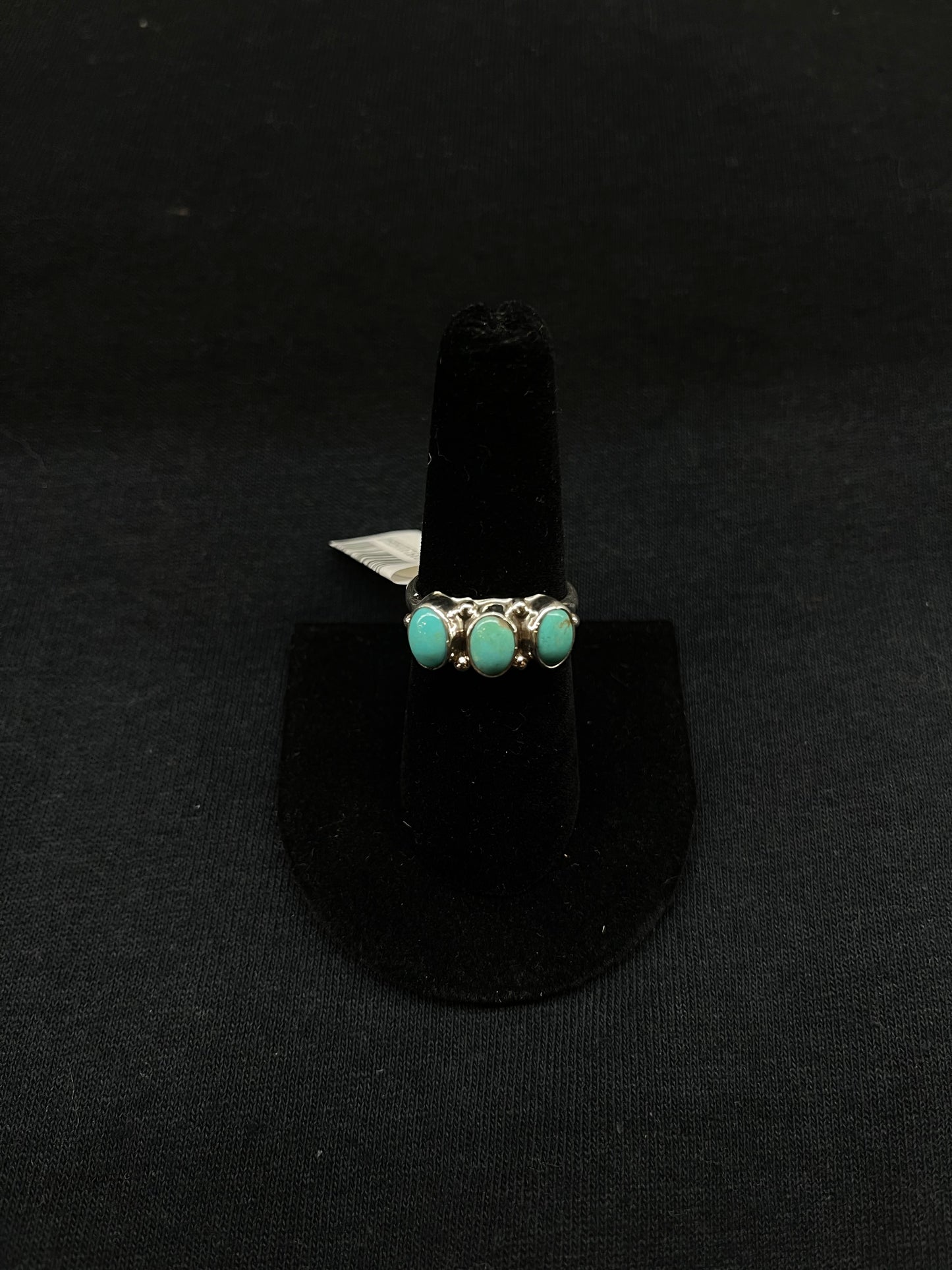 6.5 3 Stone Turquoise Ring by Harris Largo, Navajo