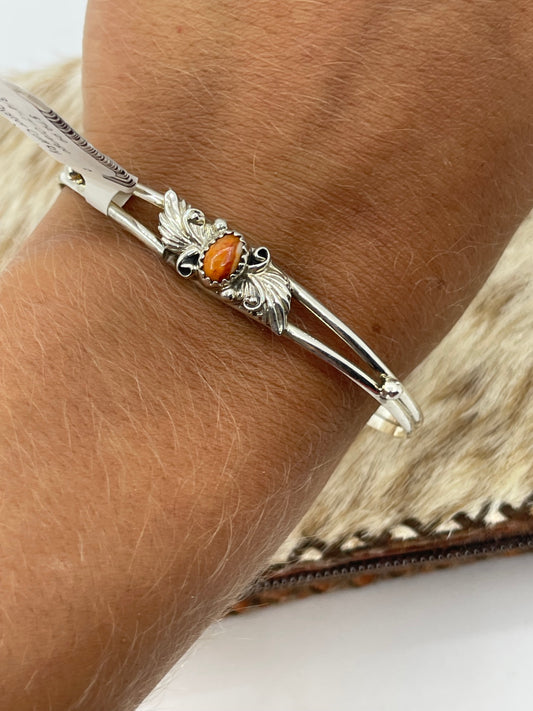 5 3/4"-7" Orange Spiny Oyster Cuff by Judy Largo, Navajo