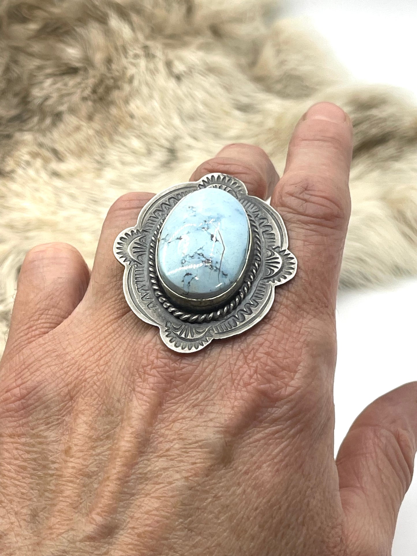 8.5 Light Blue Golden Hills Turquoise Ring