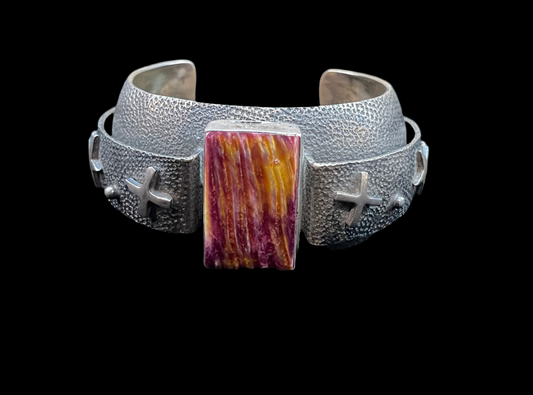 Purple Spiny Oyster Shell Star cuff Bracelet by Emer Thompson Navajo