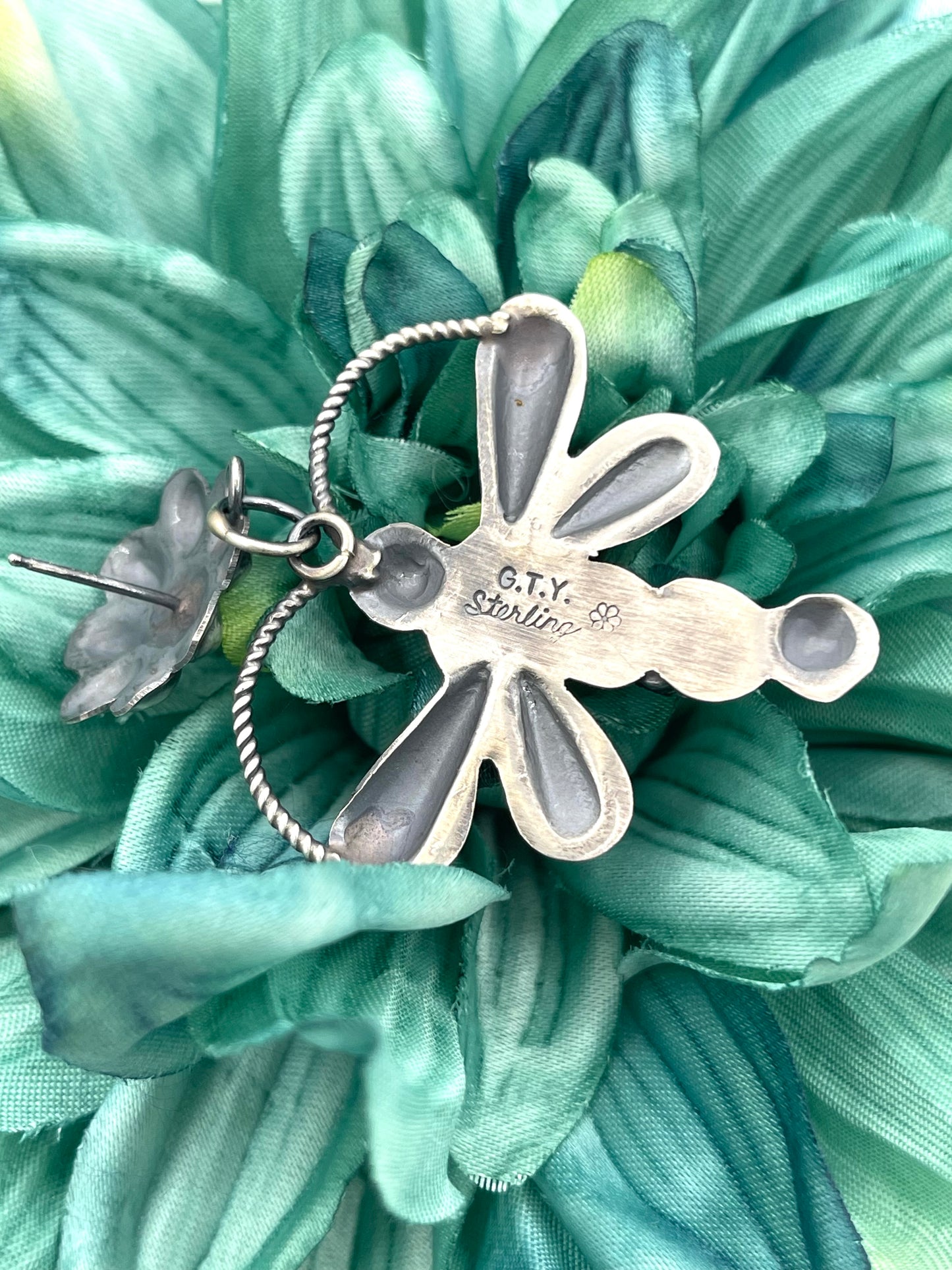 Lightweight Dragonfly Post Earrings w/Turquoise by Gabrielle Yazzie, Navajo