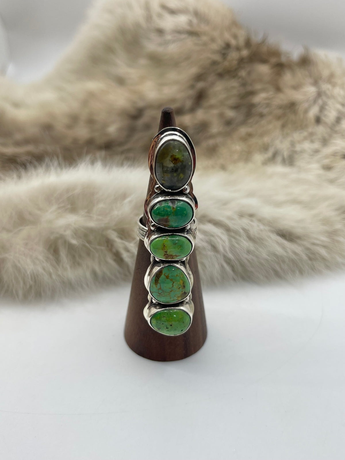 6.0 5 Stone Green Pixie Turquoise Ring