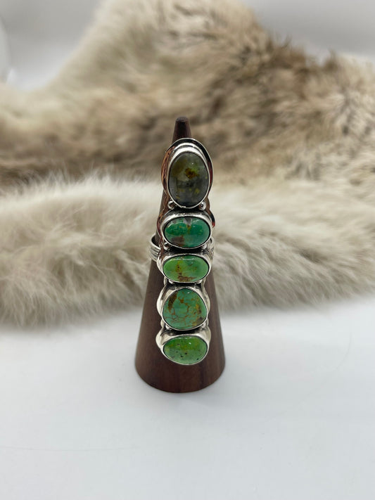 6.0 5 Stone Green Pixie Turquoise Ring