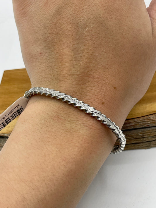 5 1/2"- 6 3/4" Sterling Silver Stacker Cuff by Elaine Tahe, Navajo