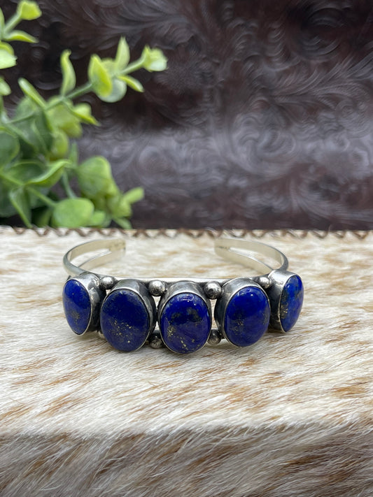 5.5" - 7" 5 Stone Lapis Cuff