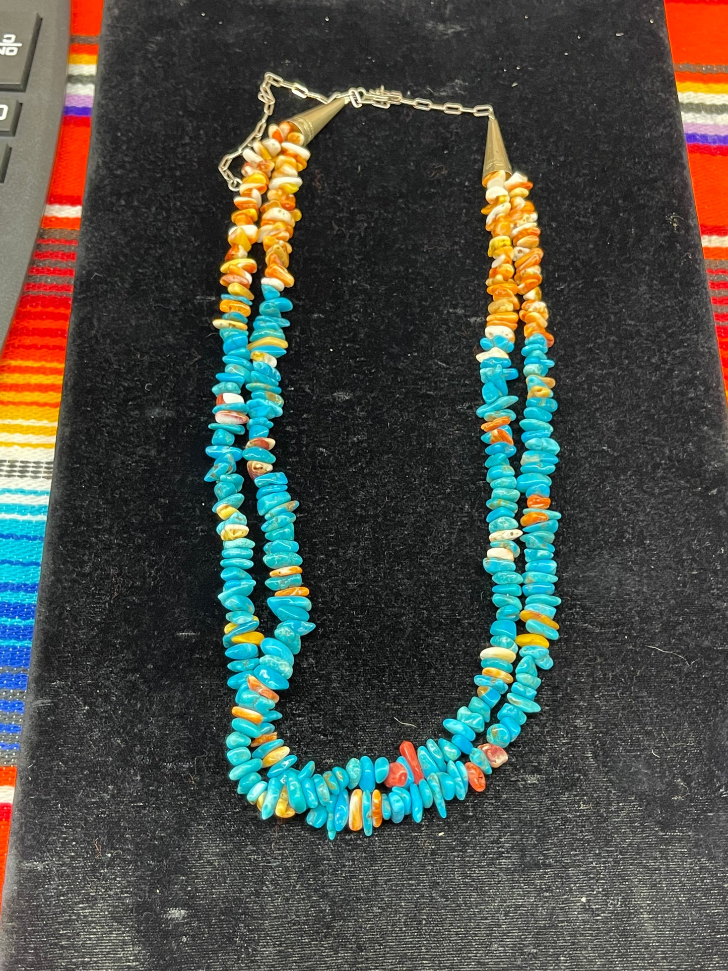 Turquoise and Spiny Oyster Shell Necklace 20"+ 6" extender