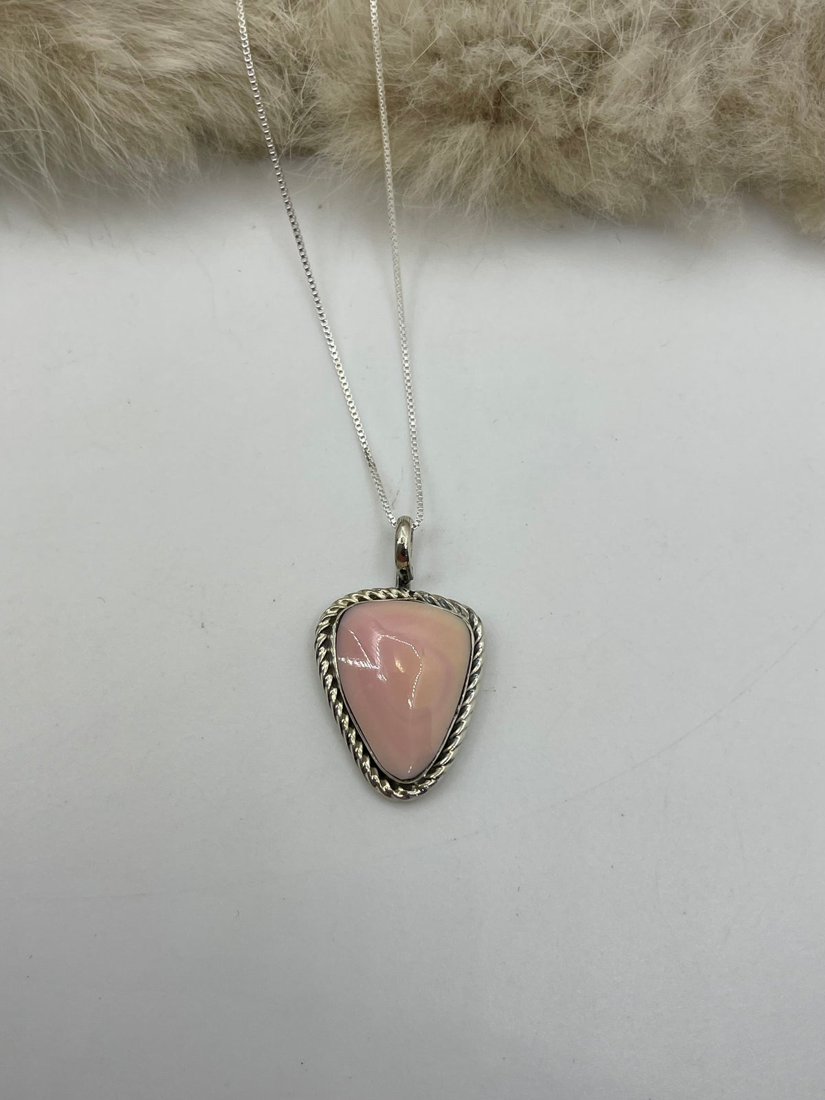 18" Pink Conch Shell by David Lopez, Navajo