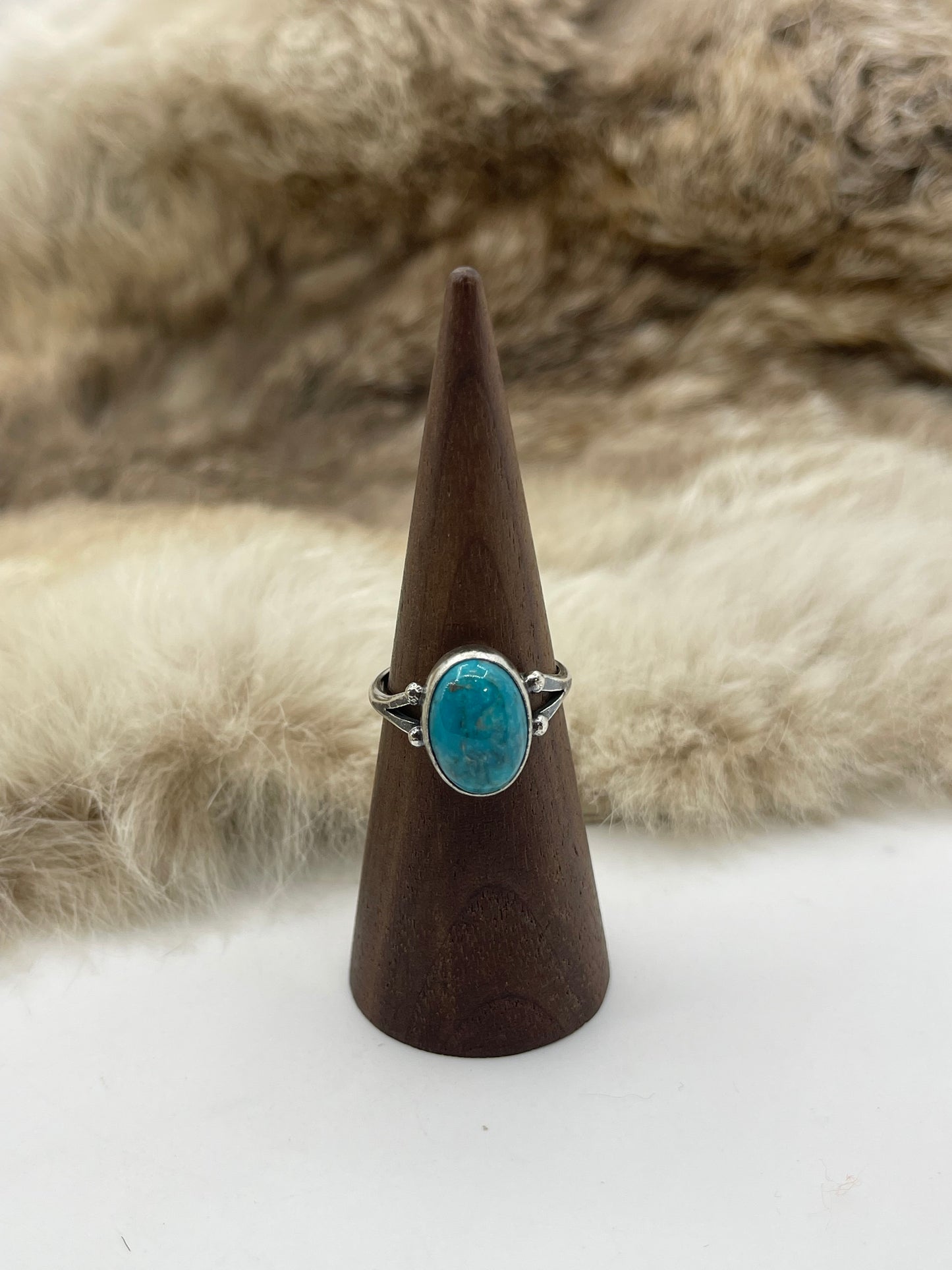 9.0 Kingman Turquoise Ring by Jerryson Henio, Navajo