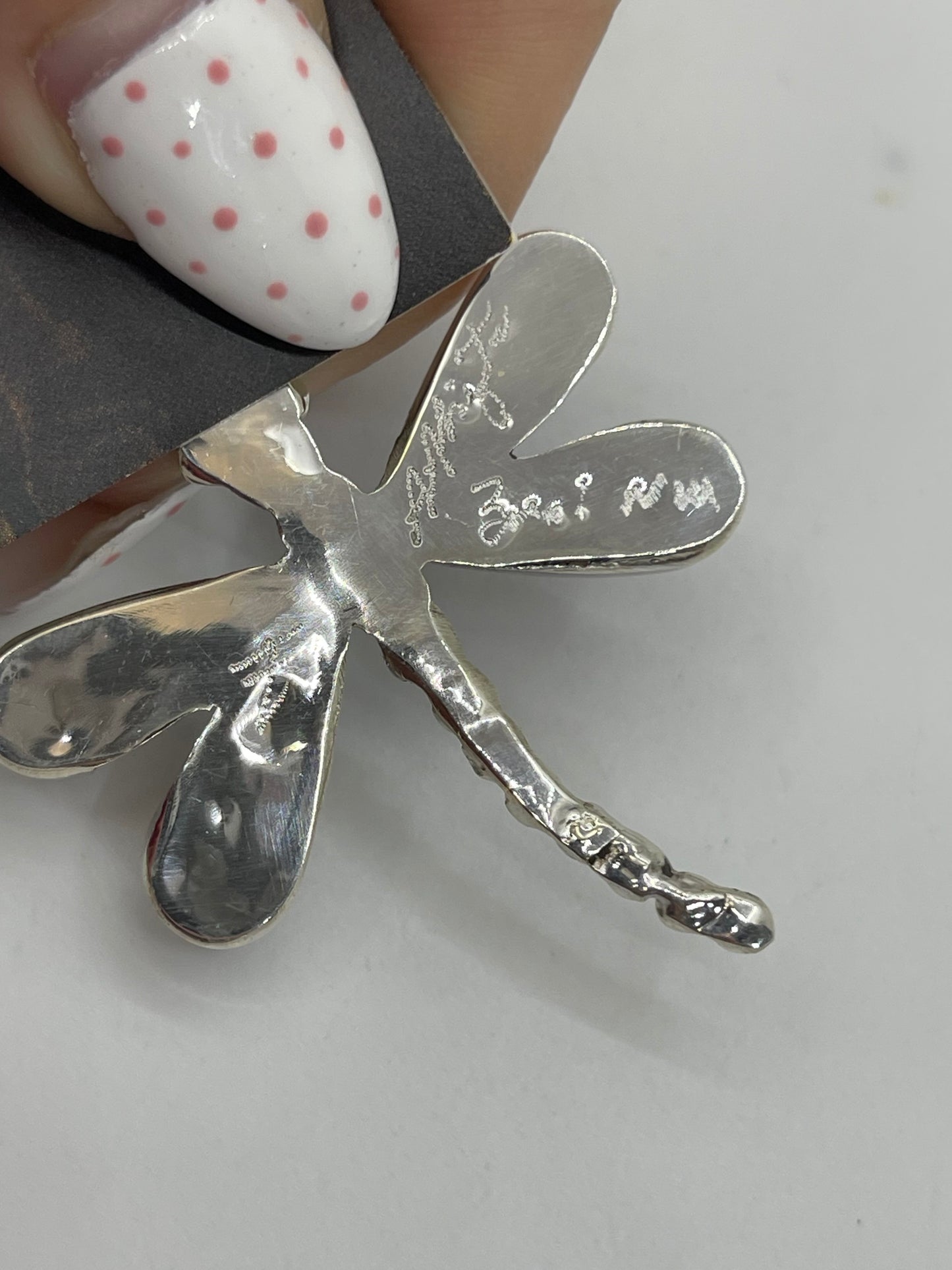 White Mop Dragonfly Inlay Earrings By Angus Ahiyite, Zuni