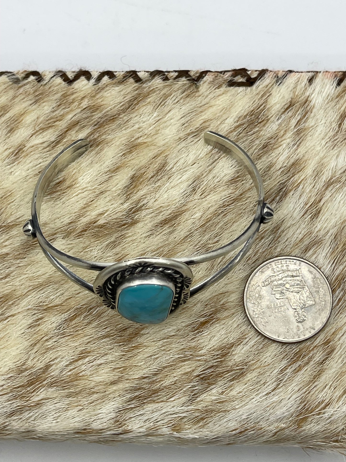 5 3/4"-7 1/4" Kingman Turquoise Cuff by Augustine Largo, Navajo