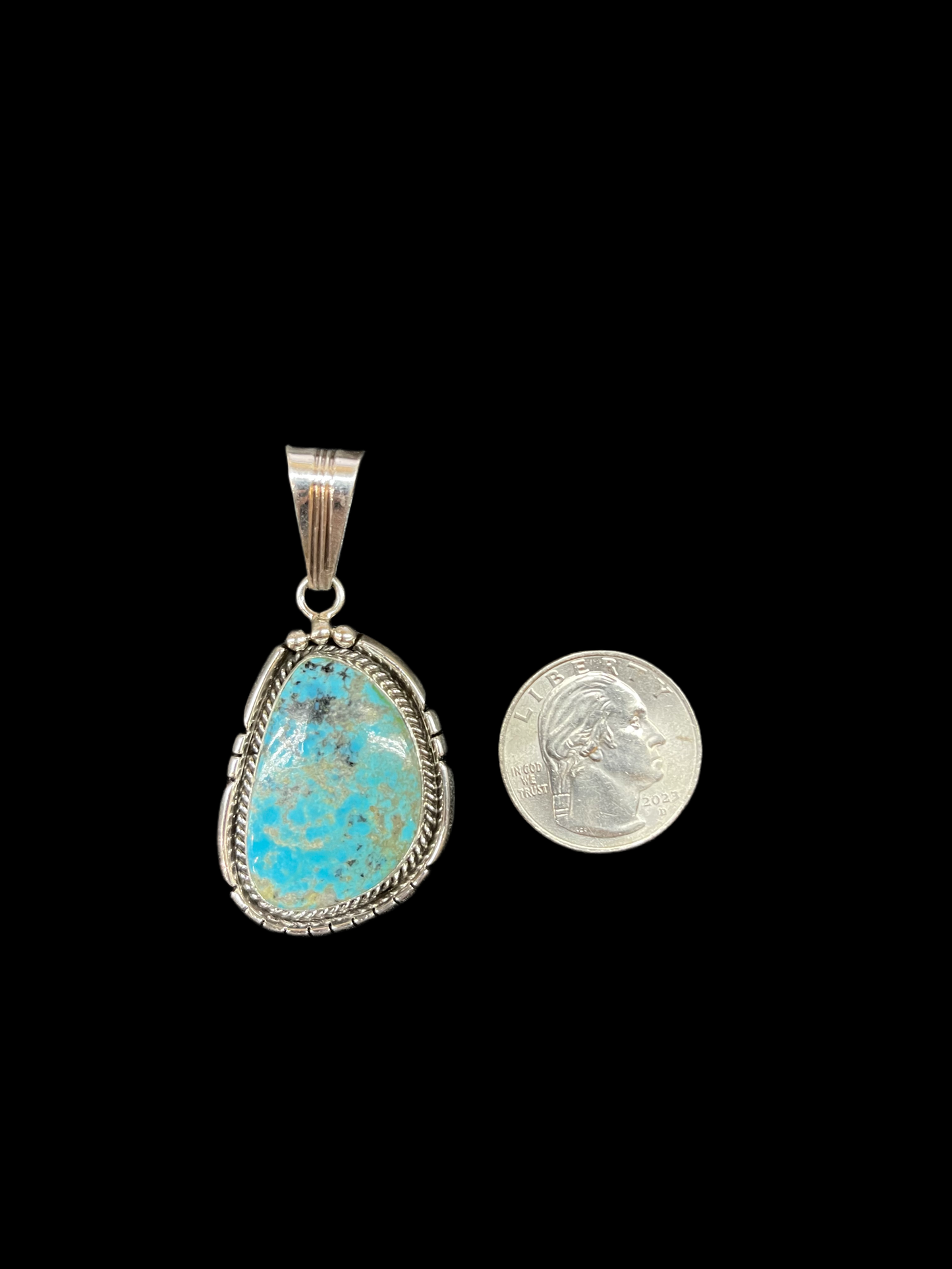 Kingman Turquoise Pendant by Samuel Yellowhair, Navajo