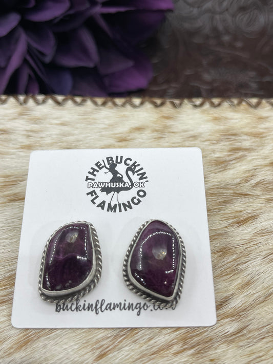 Purple Spiny Oyster Shell Earrings