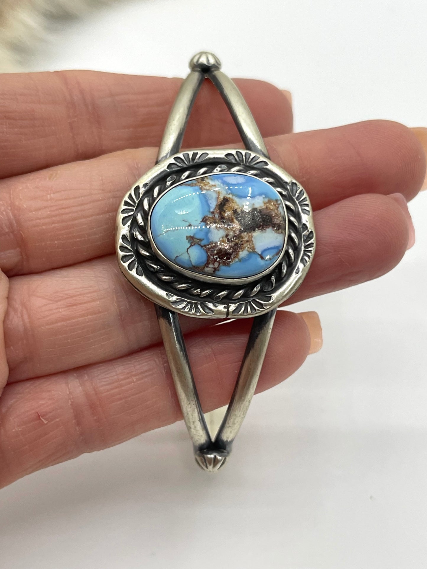 5.5" - 7.25" Golden Hills Turquoise Cuff by Augustine Largo, Navajo