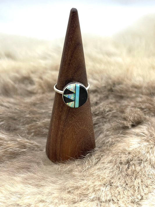 6.5 Round Inlay Ring by Tylena Martinez, Zuni
