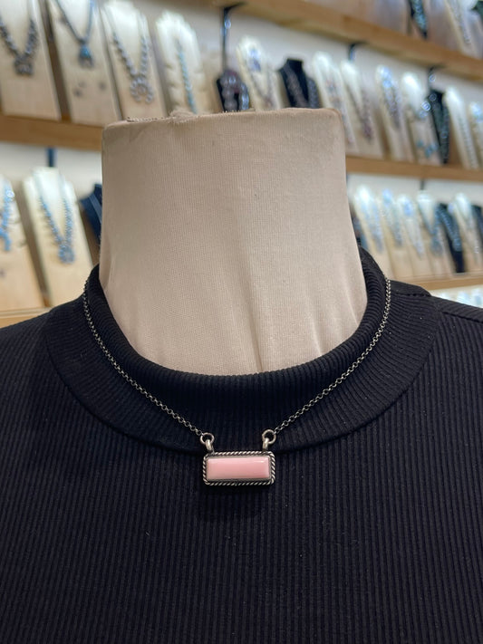 16” Pink Conch Shell 1'' Bar Necklace by Johnny Dixon