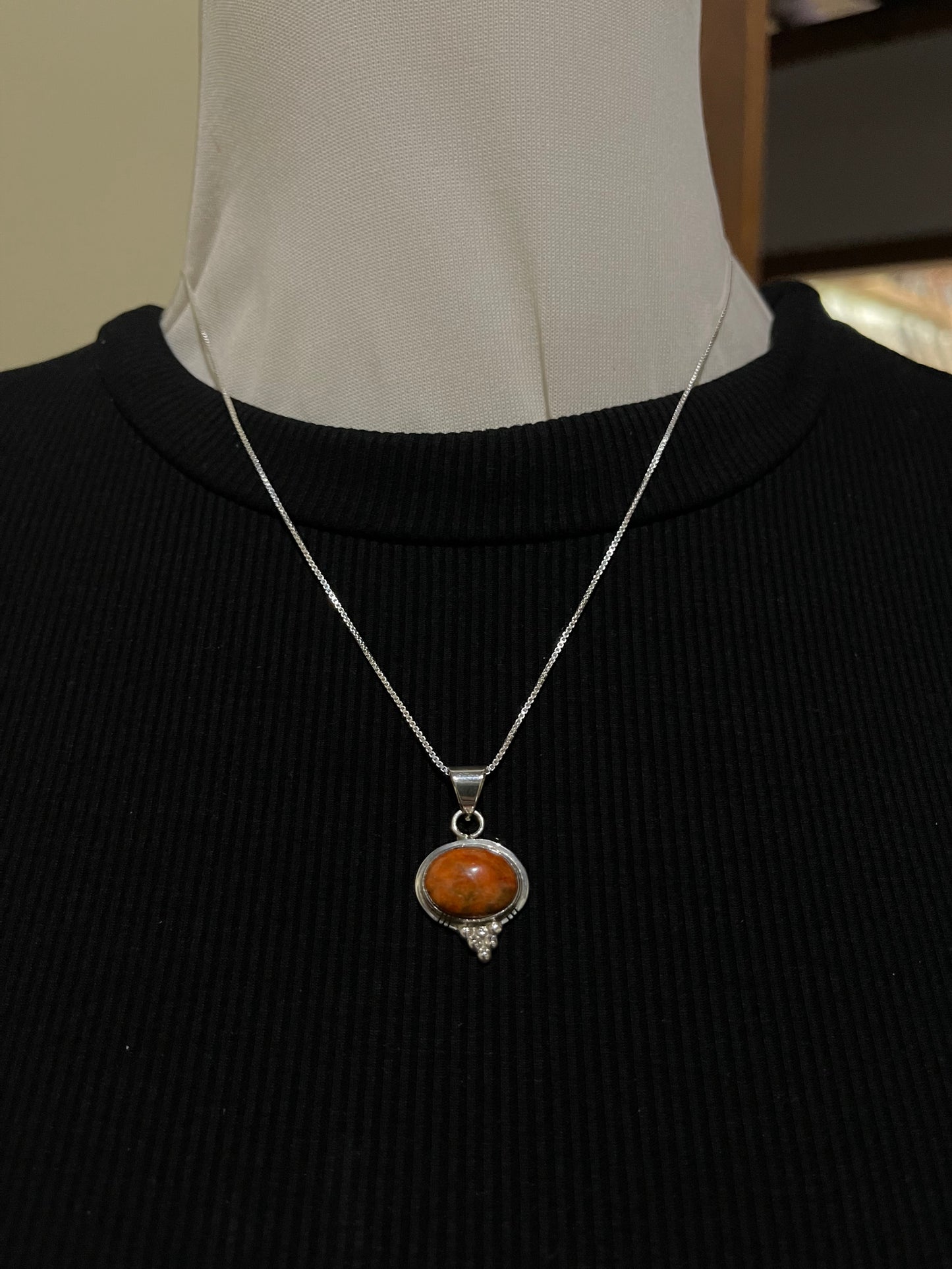 18" Apple Coral Necklace with a 4mm Bail, Navajo