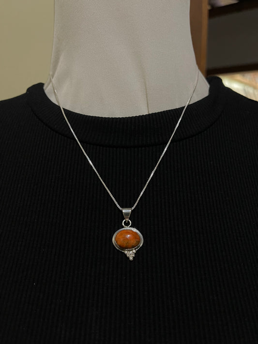 18" Apple Coral Necklace with a 4mm Bail, Navajo