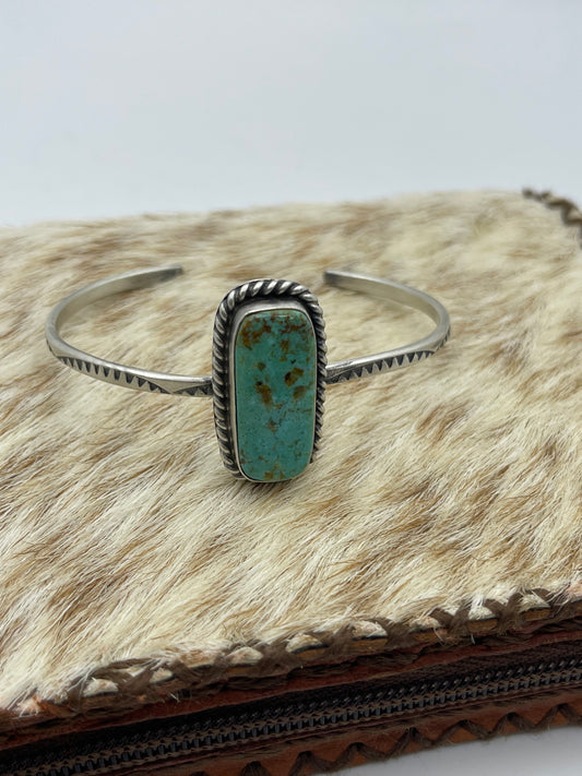 Single Stone Stamped Cuff by Donovan Skeet, Navajo