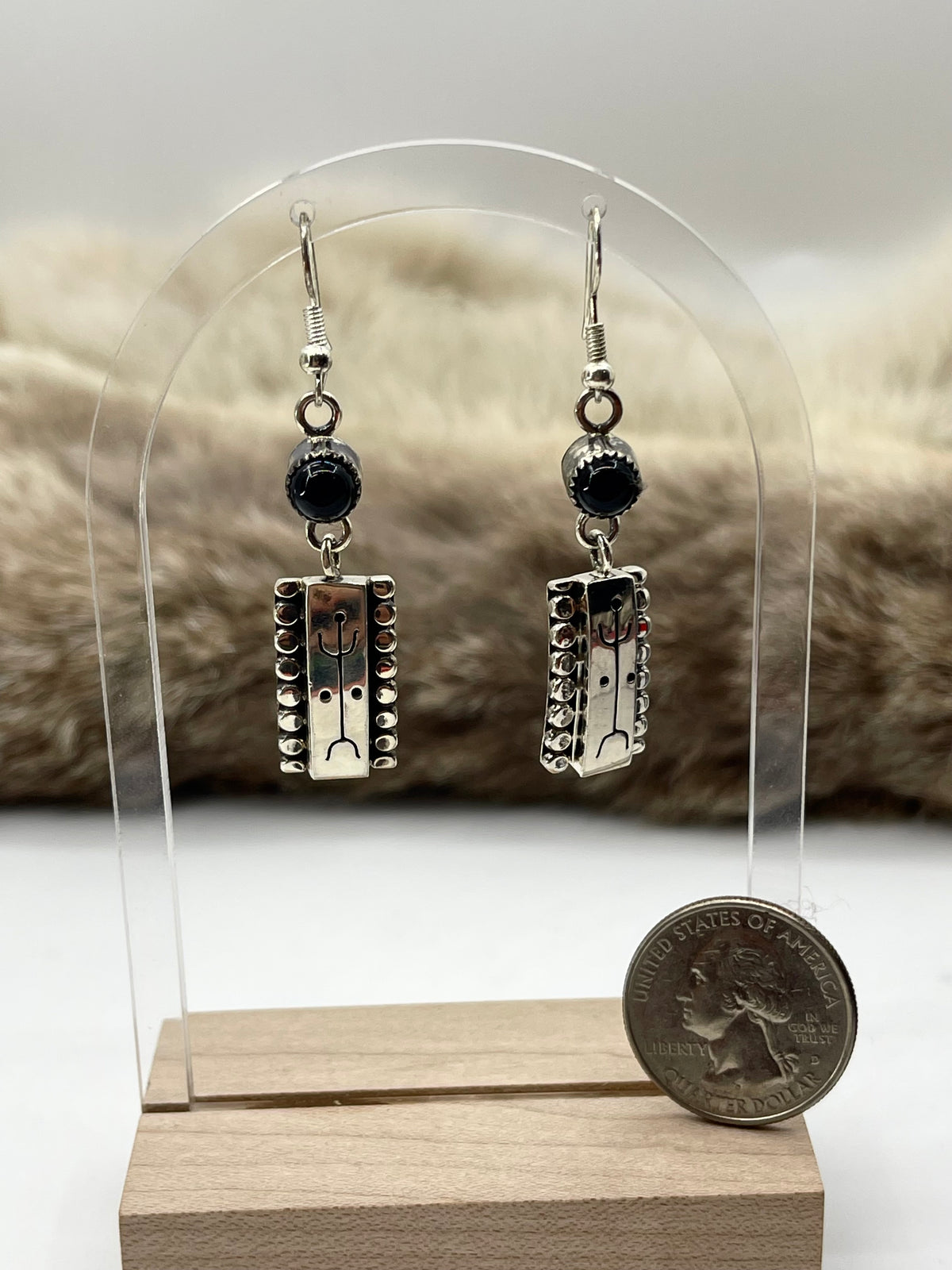 Black Spiny Earrings by Sandra Parkett, Navajo