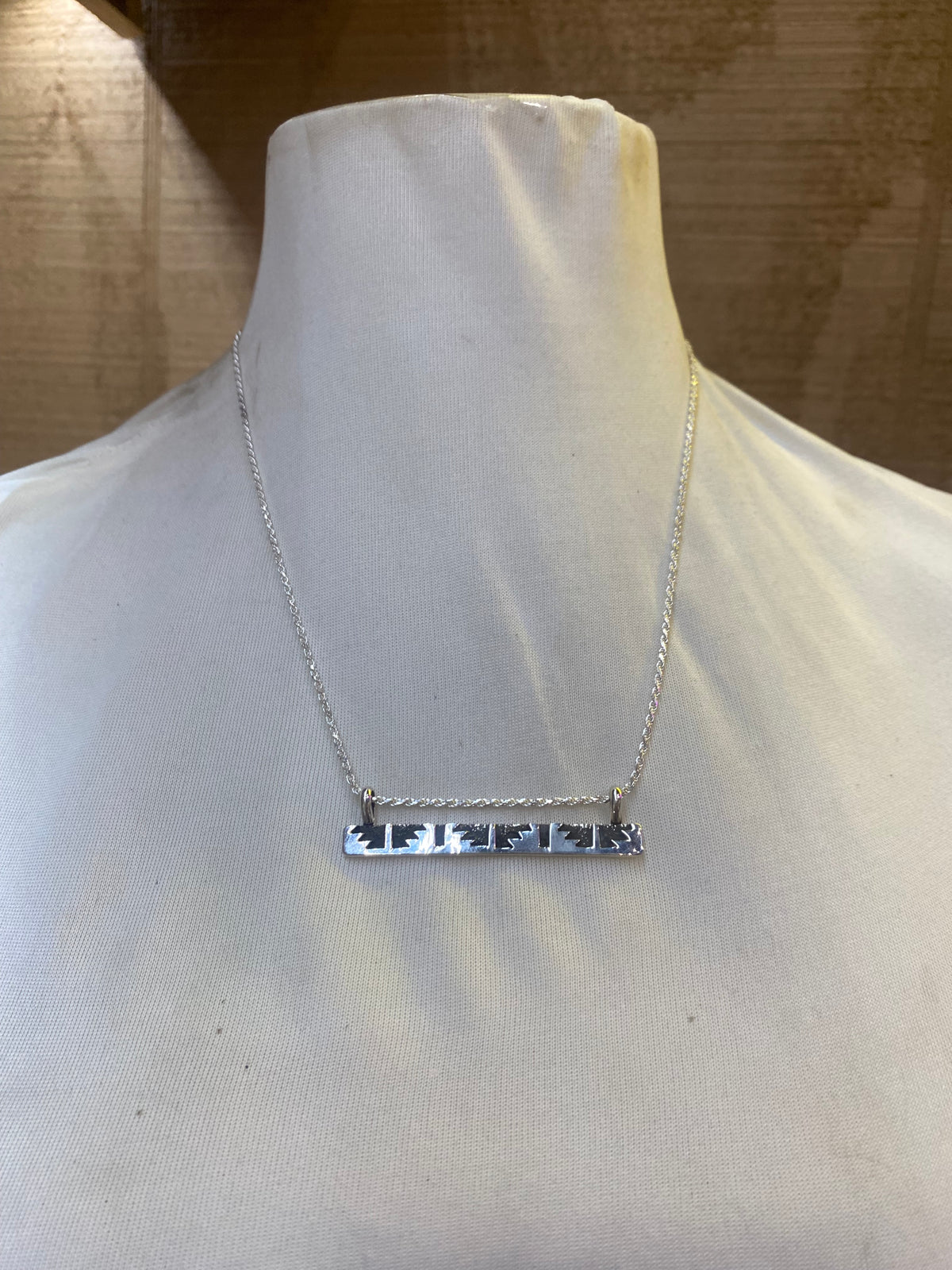 LOT 13 B 9/20 Sterling Silver Overlay Bar Necklace by Marie Jackson, Navajo