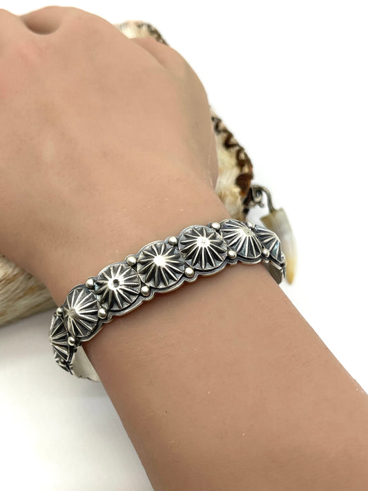 6.25"-7" Silver Star Cuff by Thomas Yazzie, Navajo