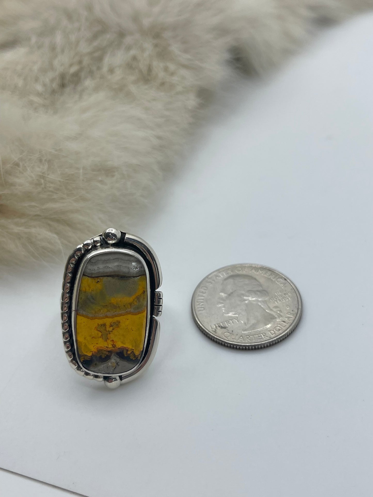 8.0 Bumblebee Jasper Rectangle Ring