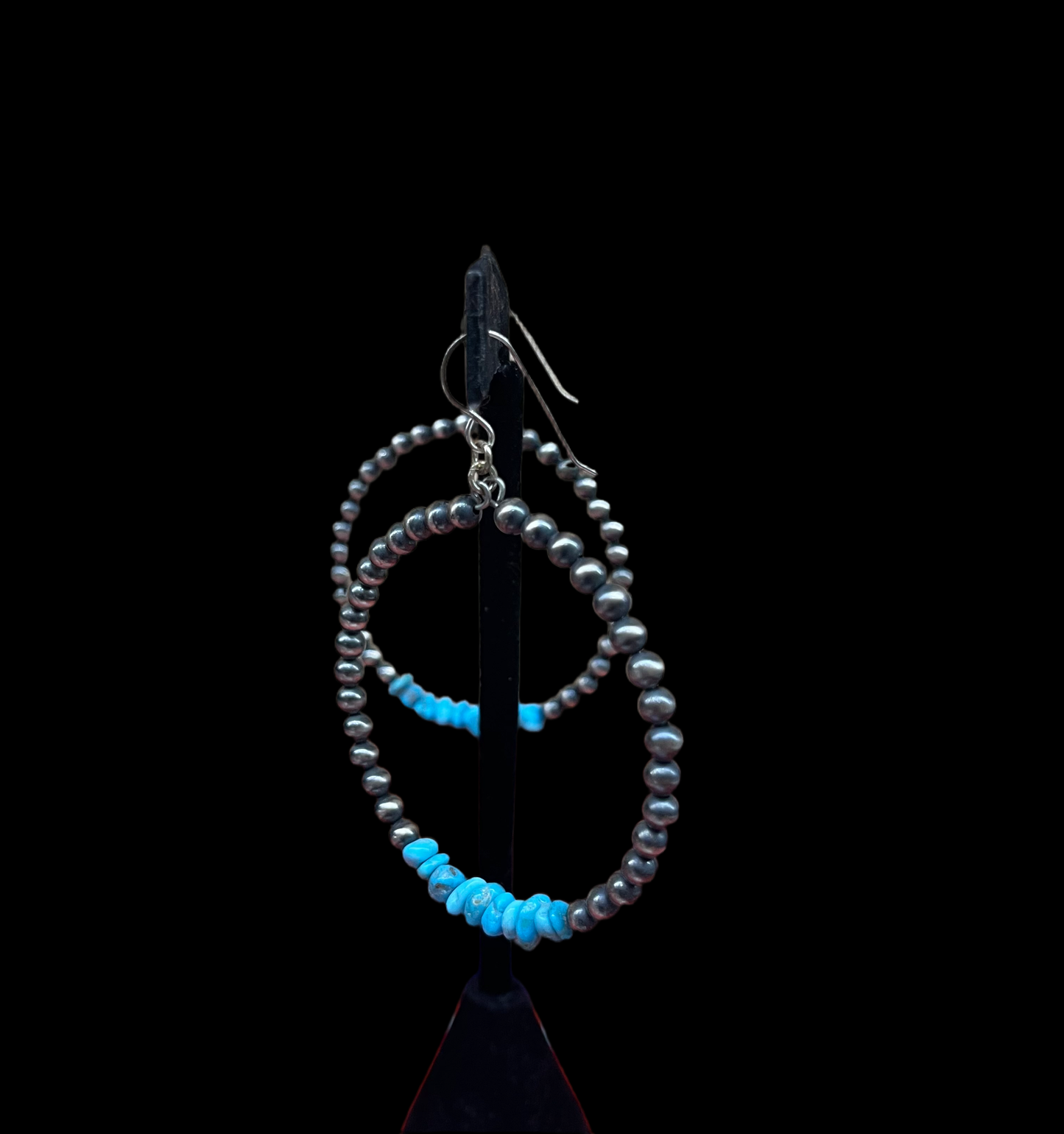 4mm Navajo Pearl Hoops Chunk of Natural Sleeping Beauty