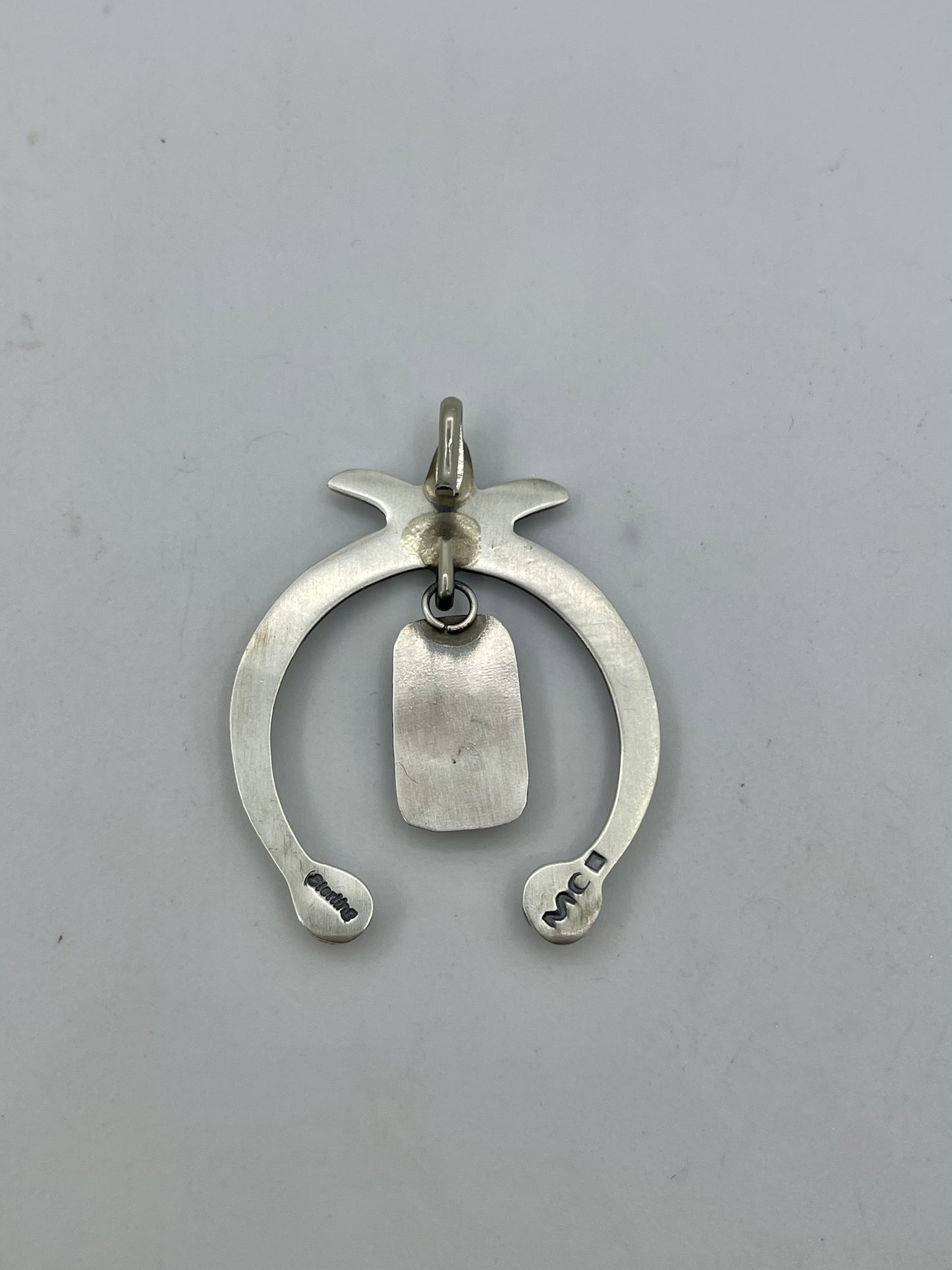 Shepherd's Hook Bale Naja Pendant with Turquoise by Mary Cayatineto, Navajo