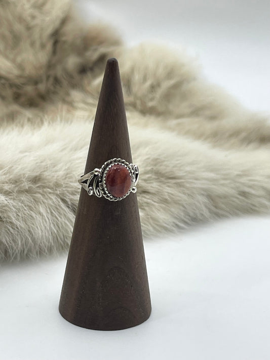 6.5 Dark Red Spiny Oyster Ring, Navajo