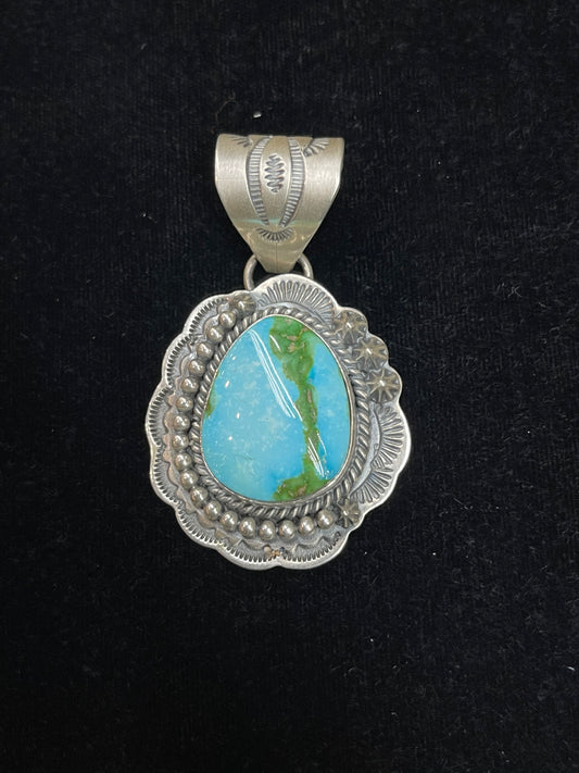 12.8mm Bale Sonoran Gold Turquoise Pendant by Gilbert Platero, Navajo