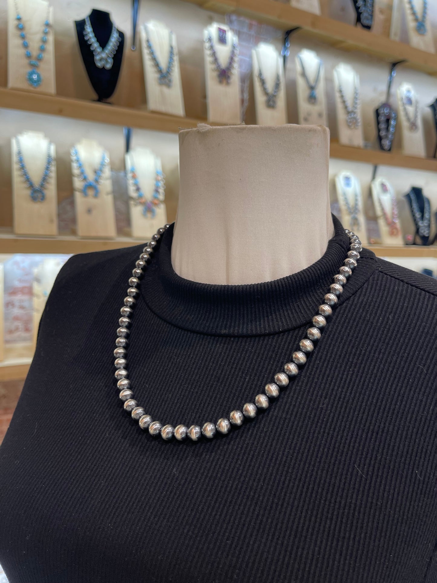 21.5” 8mm Navajo Style Pearls