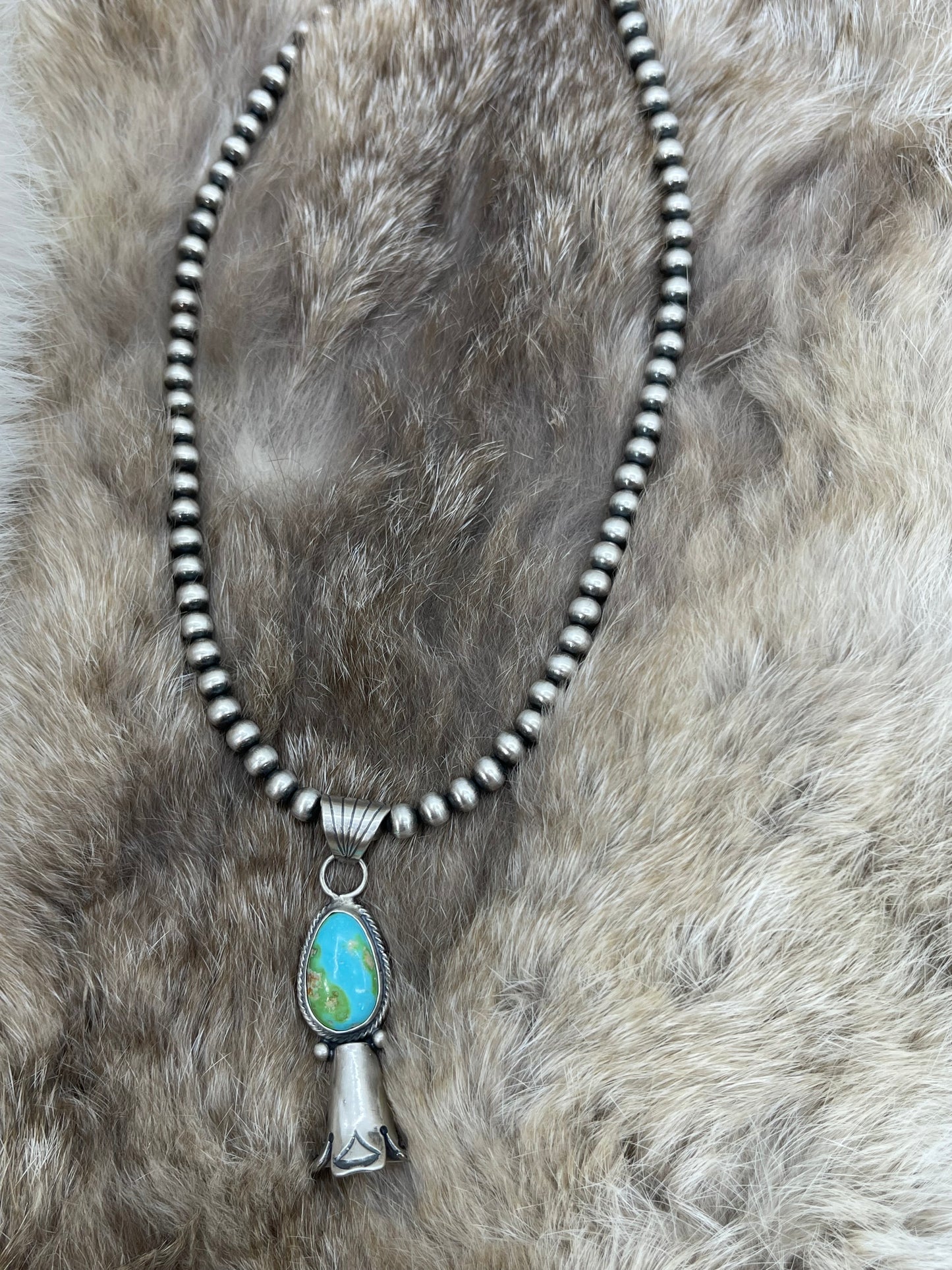 16" Sonoran Gold Turquoise Blossom Pendant Necklace by Sharron McCarthy, Navajo