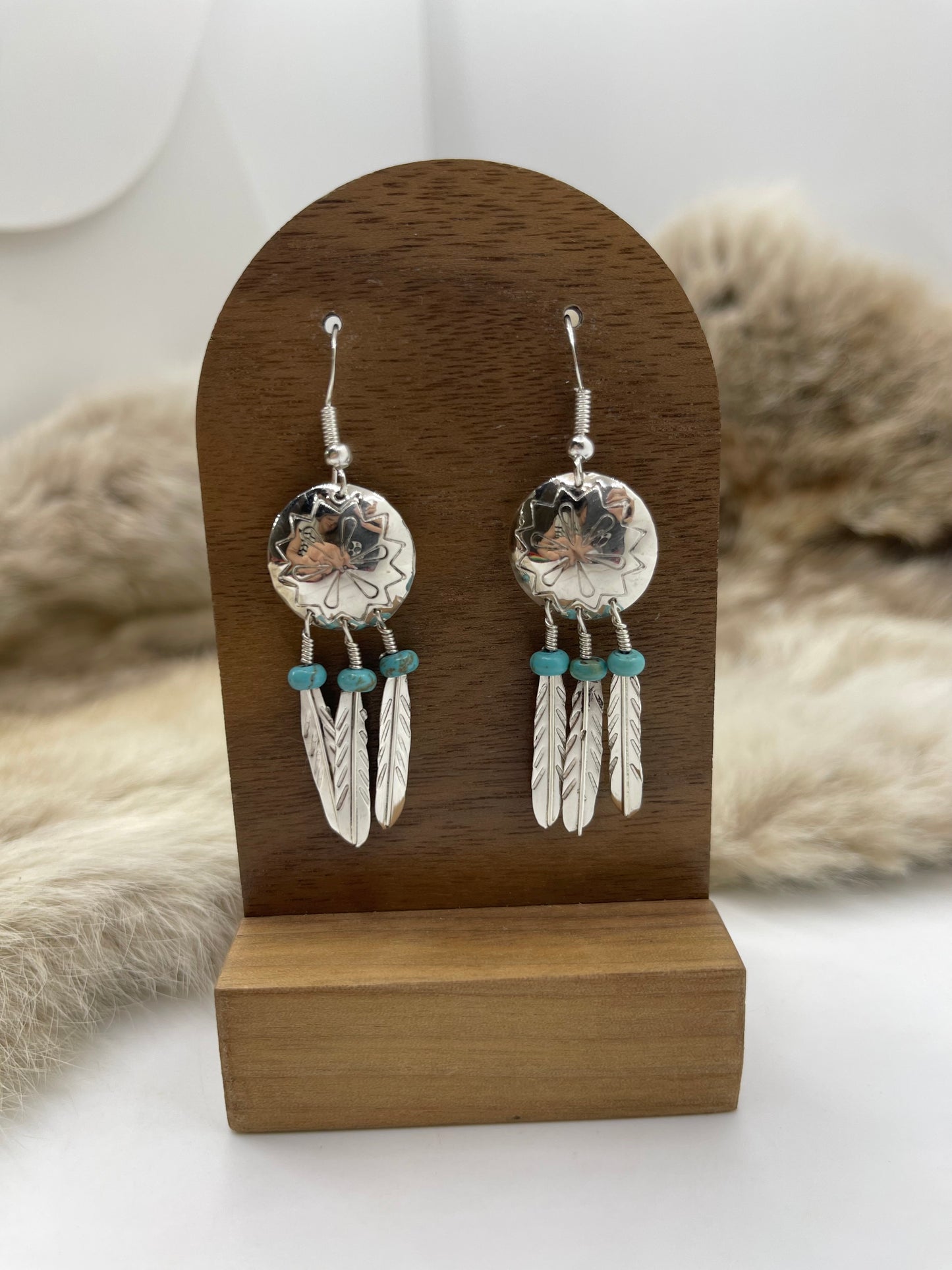CONCHO DREAMCATCHER WITH FEATHERS BY EMILIA TSOSIE, NAVAJO
