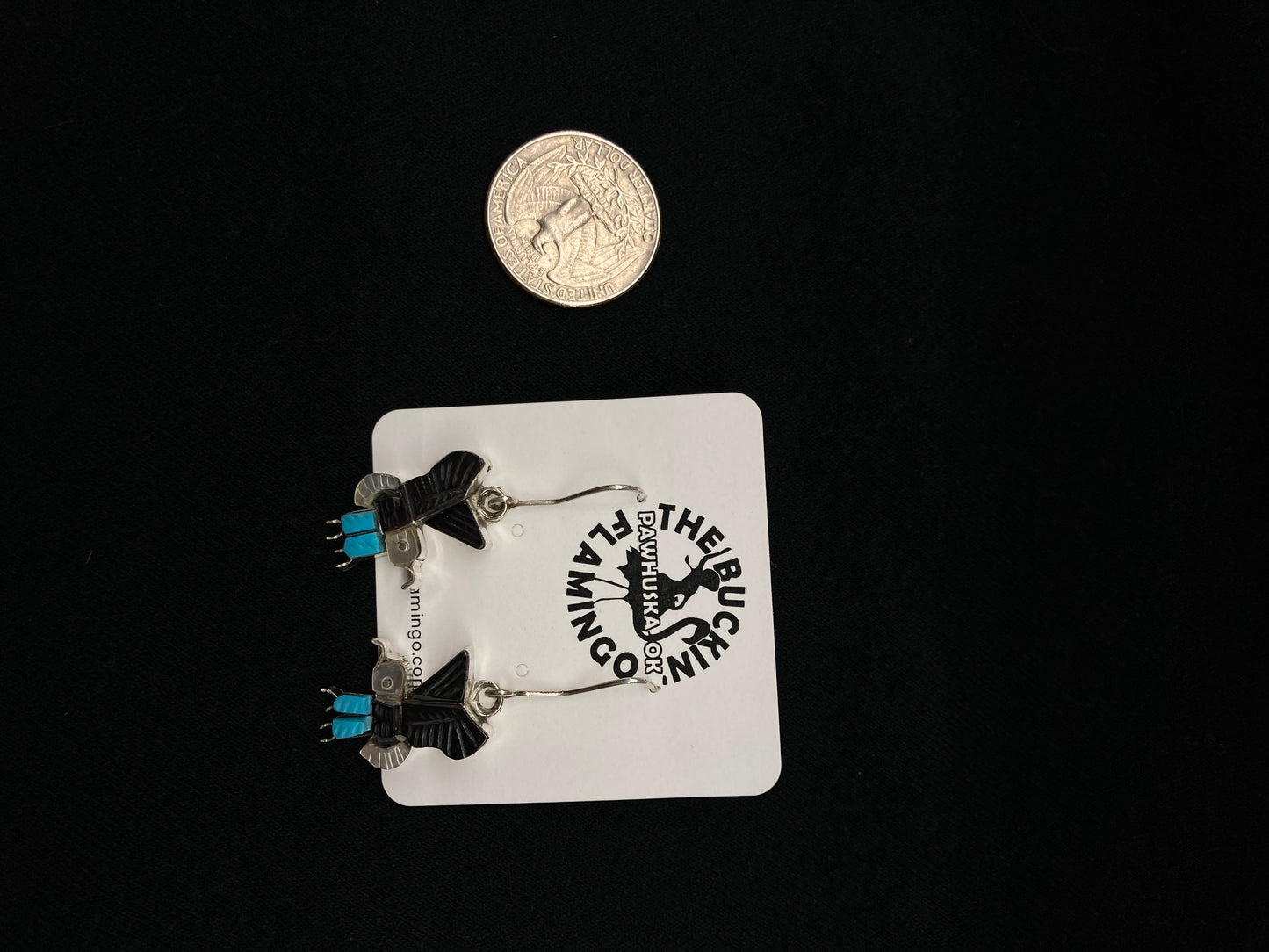 Inlay Eagle Dangle Earrings by Stephen Lonjose, Navajo