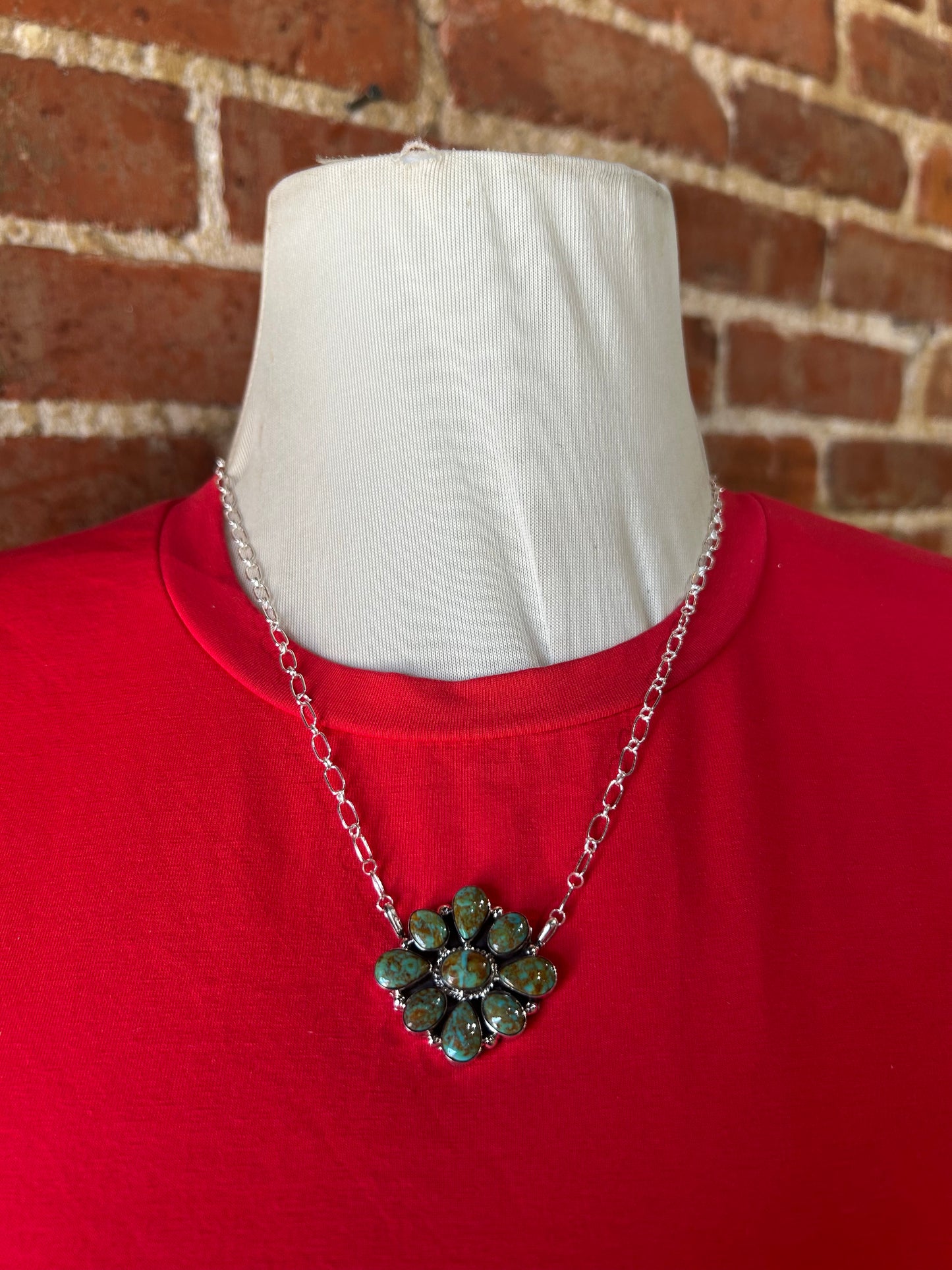 18" Royston Turquoise Cluster Necklace by Charlene Yazzie, Navajo