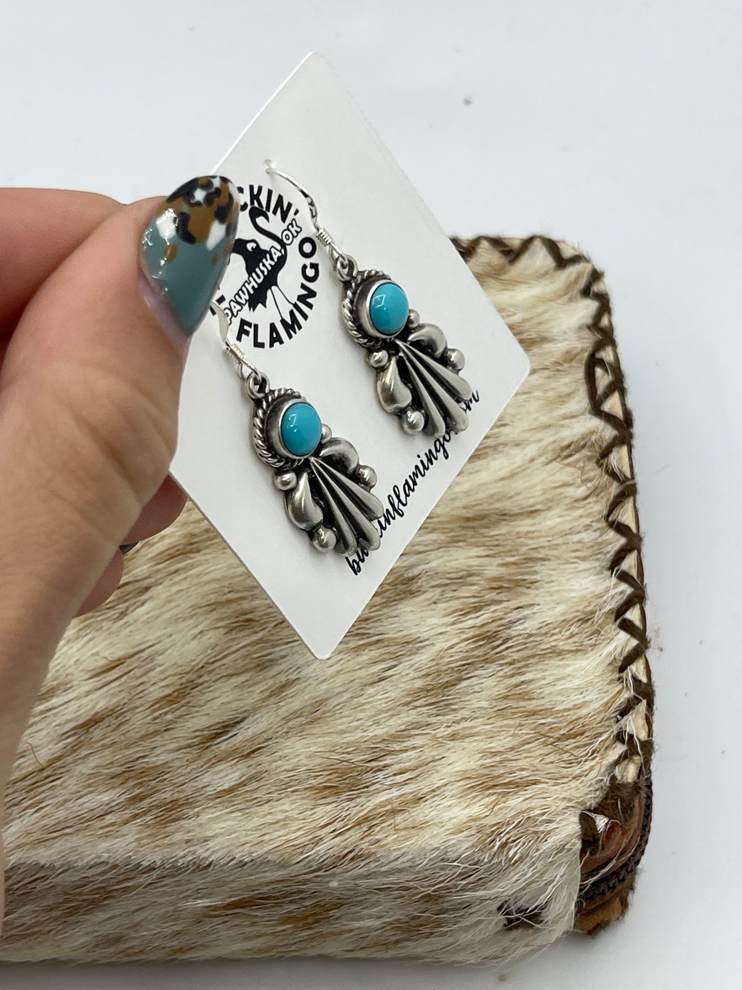Turquoise Dangle Earrings by Verley Betone, Navajo