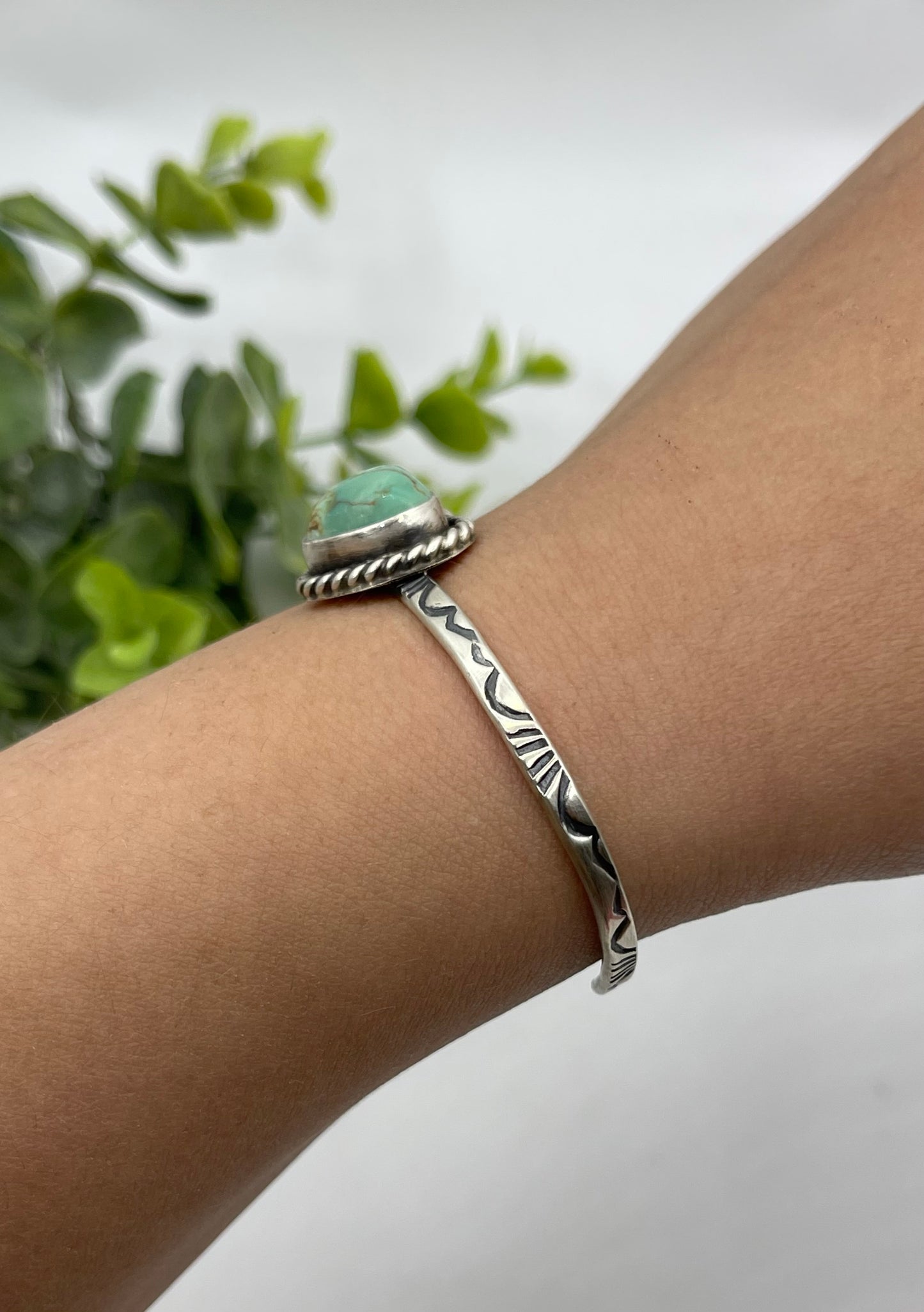 5.5" - 7" Kingman Turquoise Heart Cuff by Donovan Skeet, Navajo