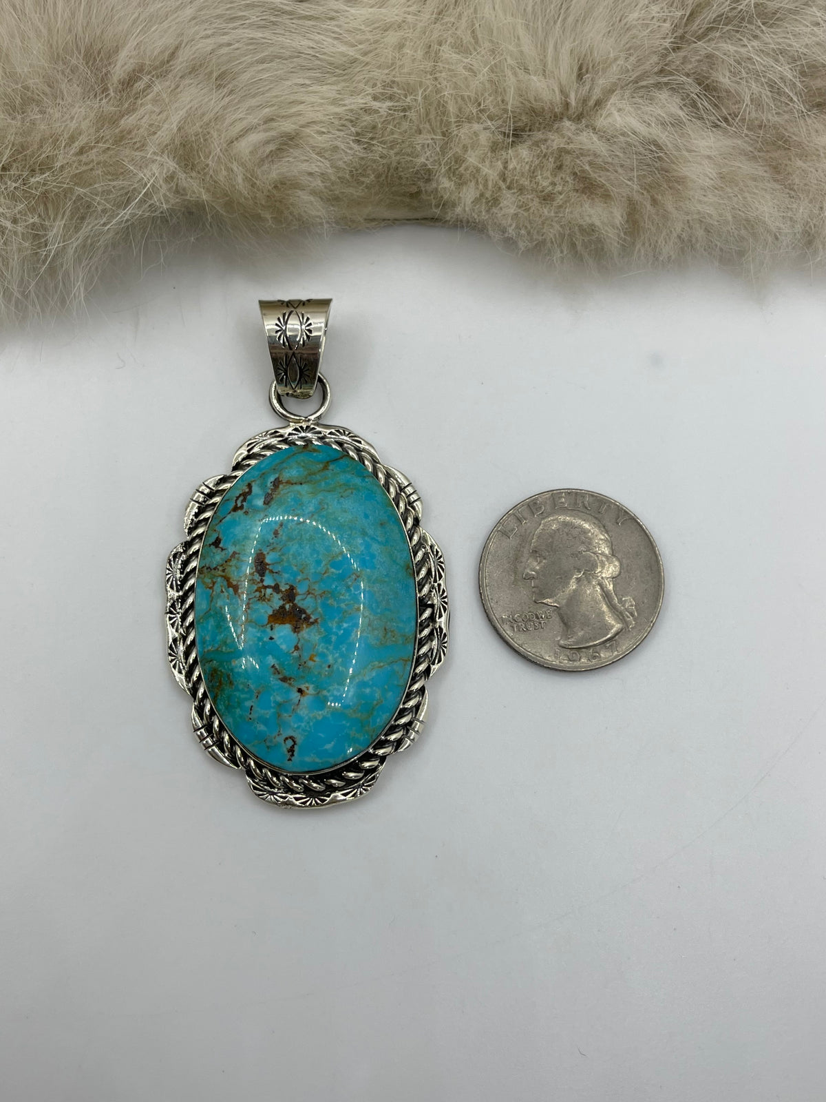 7.8mm Bail Kingman Turquoise Pendant by Gregg Yazzie, Navajo
