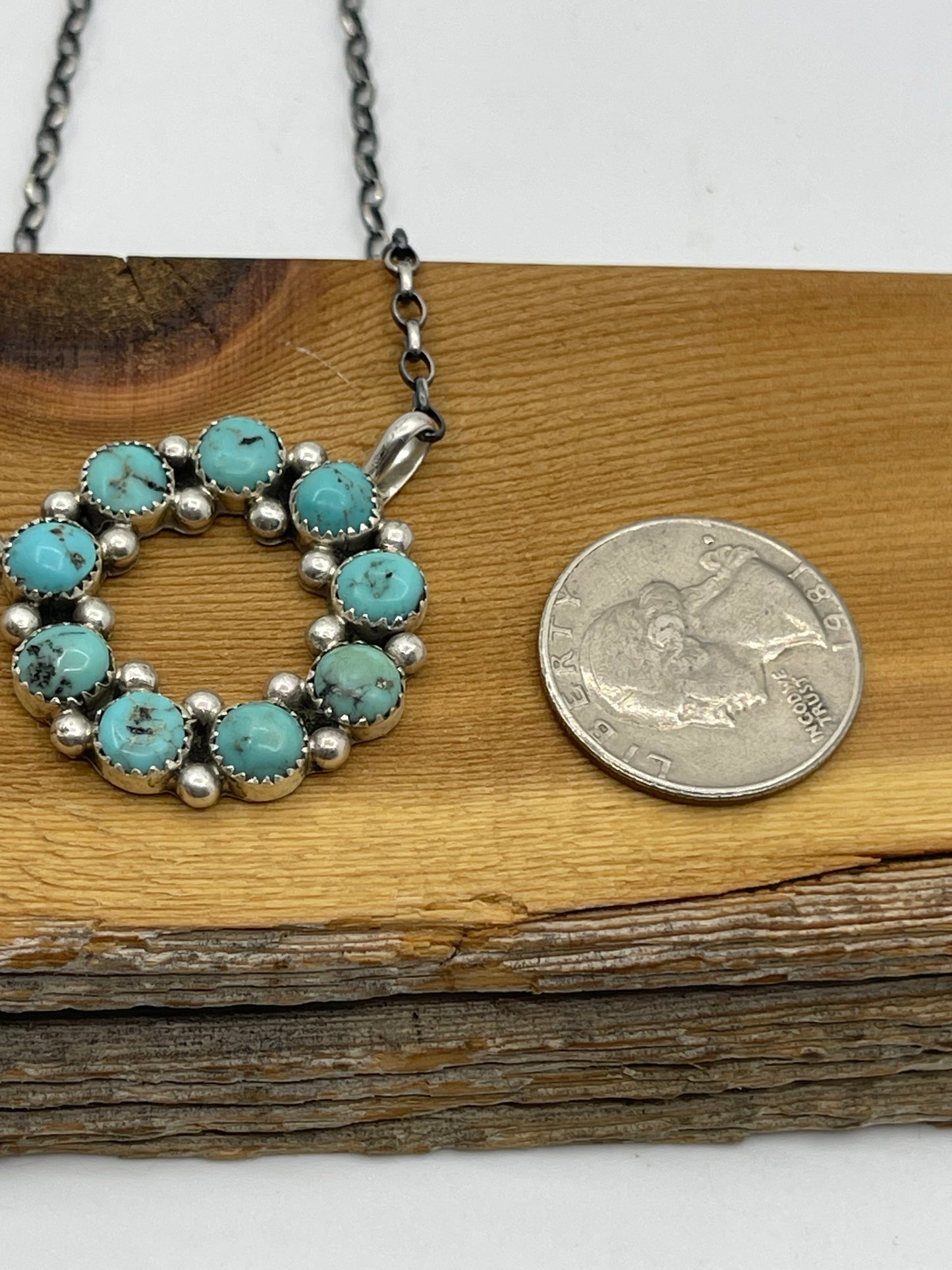 16" Turquoise Infinity Circle Necklace by Maxine Ramirez, Navajo