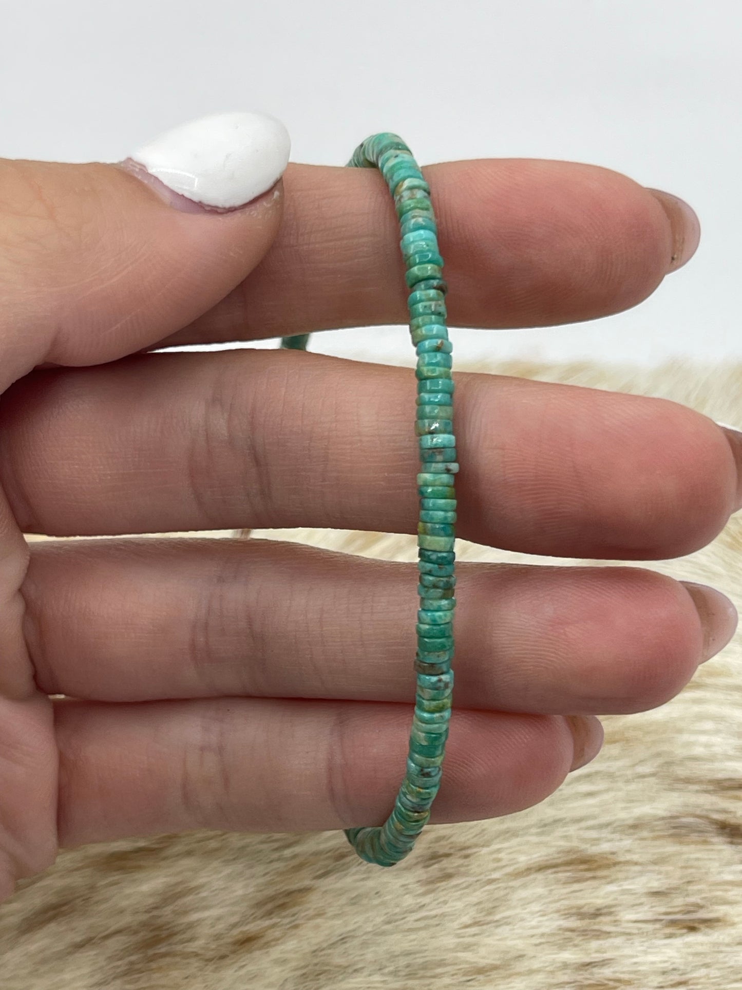 7 1/4" 3.3mm Royston Turquoise Heishi Bead Bracelet